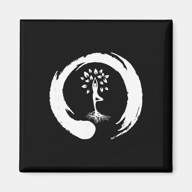 Yoga Träd Des Liv Yin Yang Meditation Magnet (Framsidan)