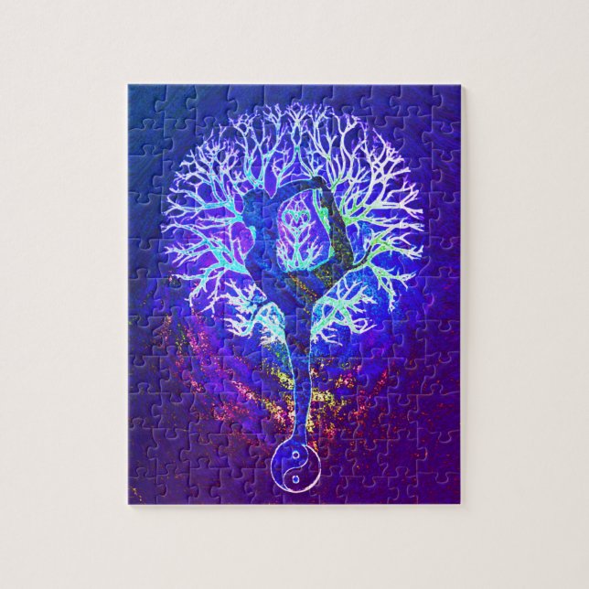 Yoga Träd Lila Peace Rainbow Pussel (Vertikal)