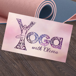 Yoga Träd Pose Ord Art Teckning Visitkort