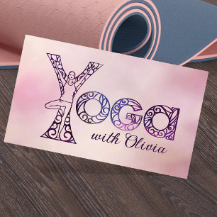 Yoga Träd Pose Ord Art Teckning Visitkort