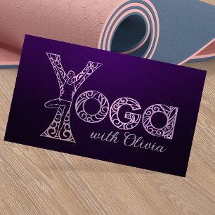 Yoga Träd Pose Ord Art Teckning Visitkort