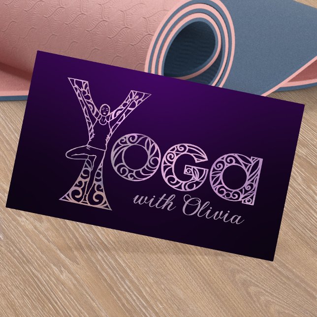 Yoga Träd Pose Ord Art Teckning Visitkort (Skapare uppladdad)