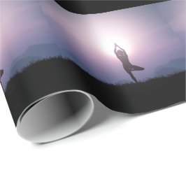 Yoga Träd Pose Vrksasana Black Lila Presentpapper