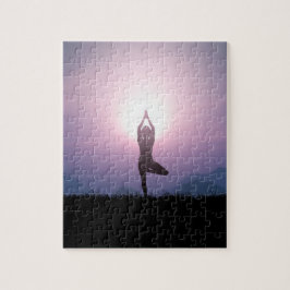 Yoga Träd Pose Vrksasana Black Lila Pussel