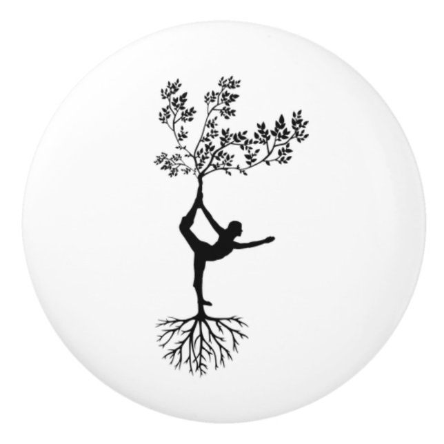 Yoga Träd Roots Ceramic Drawer Cabinet Knob Knopp (Framsidan)
