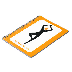 Yoga träd, svart, orange anpassningsbar anteckningsbok med spiral