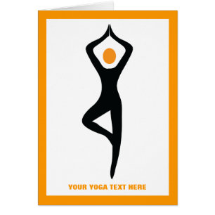 Yoga träd, svart, orange anpassningsbar hälsningskort