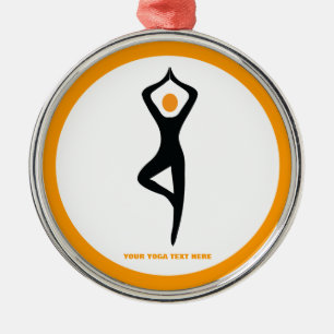 Yoga träd, svart, orange anpassningsbar julgransprydnad metall