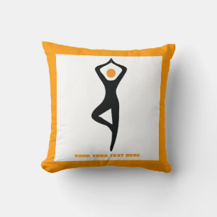 Yoga träd, svart, orange anpassningsbar kudde