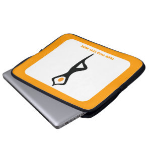 Yoga träd, svart, orange anpassningsbar laptop sleeve