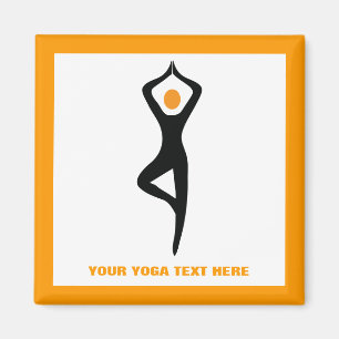 Yoga träd, svart, orange anpassningsbar magnet