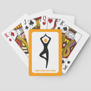 Yoga träd, svart, orange anpassningsbar spel kort
