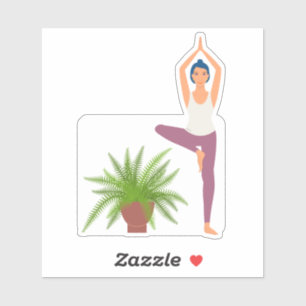 Yoga trädställning växt i kruka genomskinlig dekal