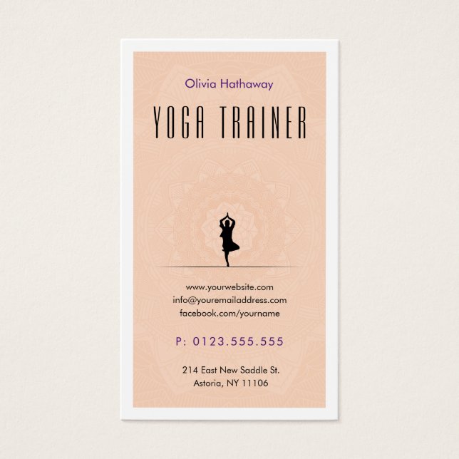 Yoga Trainer | Professionell Lärare Visitkort (Framsidan)