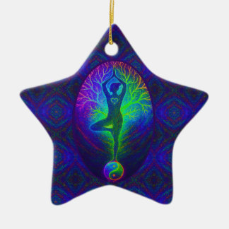 Yoga Tree Peace Rainbow Julgransprydnad Keramik