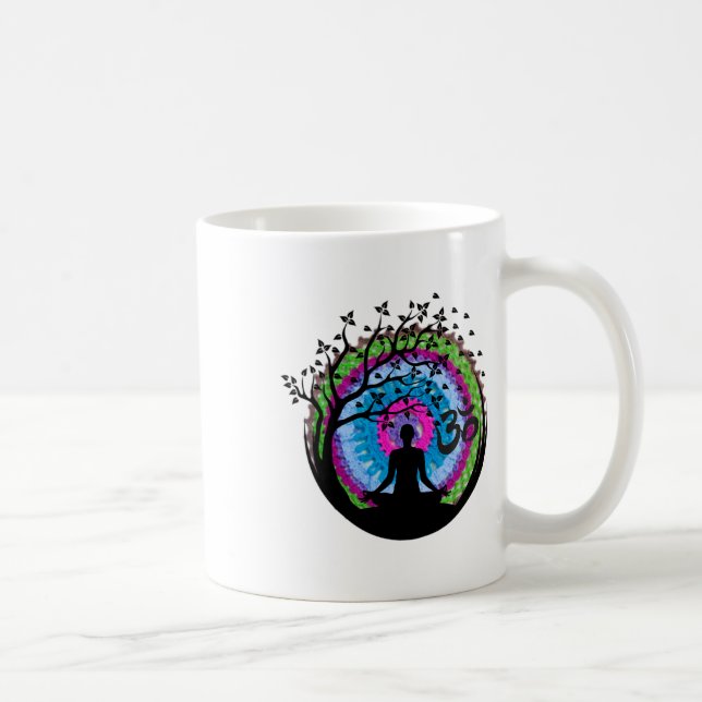 Yoga Tree Virkad Om Mandala, stickning och sömnad  Kaffemugg (Höger)