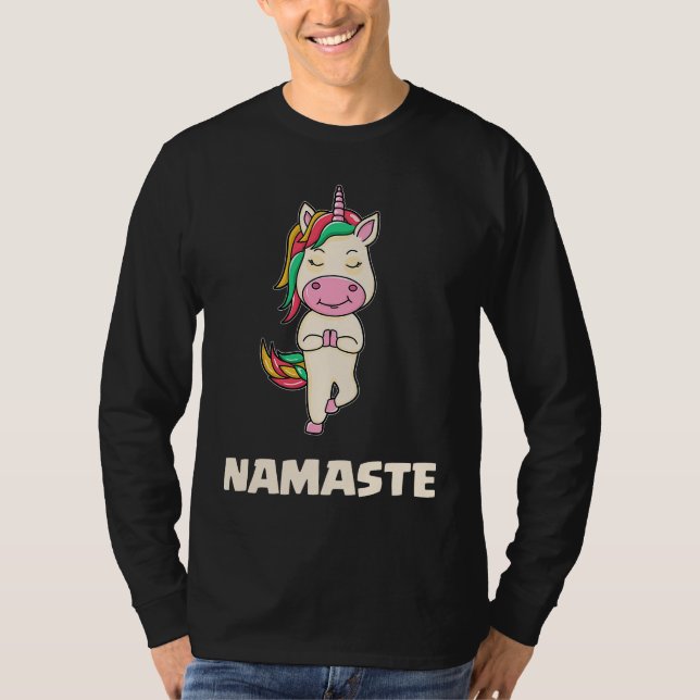 Yoga Unicorn Gymnasitics Namaste   Meditation T Shirt (Framsida)