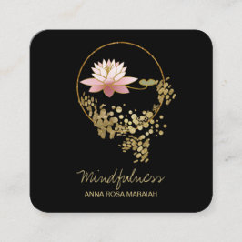 *~* Yoga Vatten Lily Lotus Mindfulness Glitter Fyrkantigt Visitkort