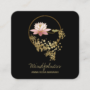 *~* Yoga Vatten Lily Lotus Mindfulness Glitter Fyrkantigt Visitkort