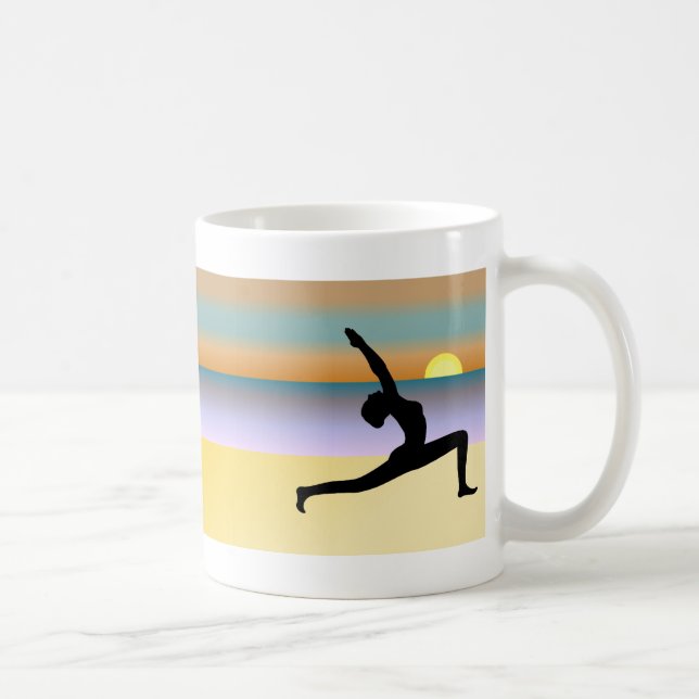 Yoga vid Beach Pose Silhouette Tea Kaffe koppar (Höger)