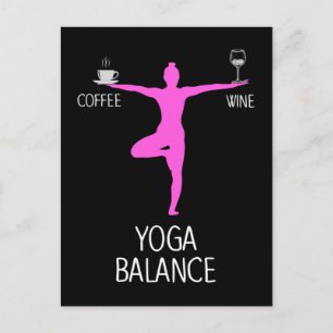 Yoga Vin och Kaffe Älskare Vykort