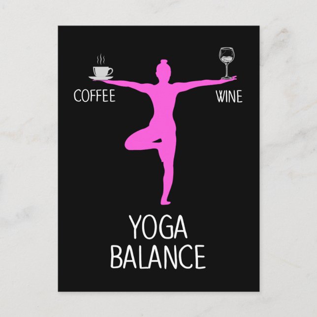 Yoga Vin och Kaffe Älskare Vykort (Framsida)