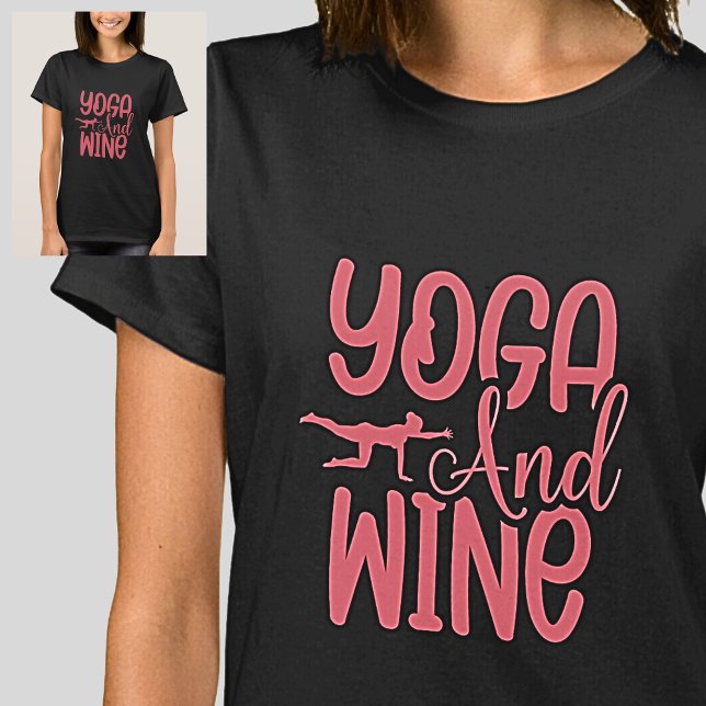 Yoga & Vin Rosa på Black T-Shirt (Skapare uppladdad)