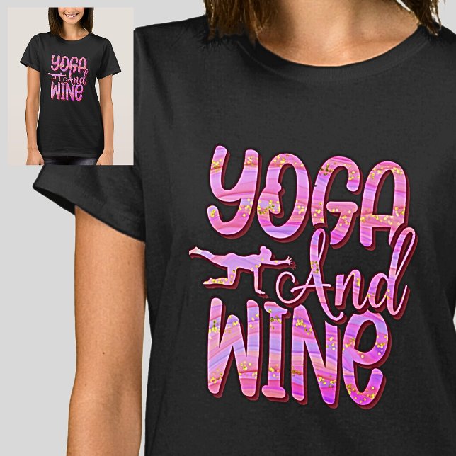 Yoga & Vin Rosa Vinkarare på Black T-Shirt (Skapare uppladdad)