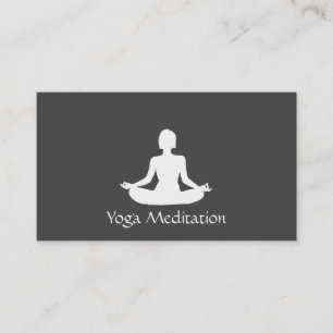 Yoga (vit) Grått-bakgrund Visitkort
