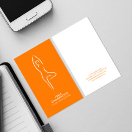 Yoga Vrksasana Line Art Symbol på Orange Visitkort