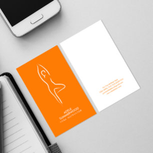 Yoga Vrksasana Line Art Symbol på Orange Visitkort