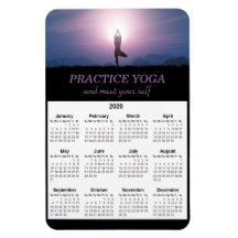 Yoga Vrksasana Pose Black Lila 2020 Calendar