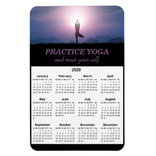 Yoga Vrksasana Pose Black Lila 2020 Calendar Magnet