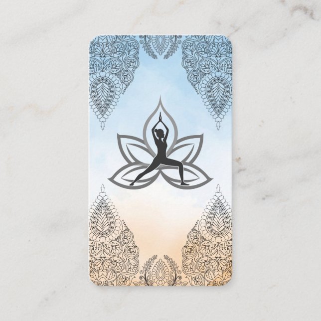 Yoga Warrior Pose | Mandala Mönster Visitkort (Framsida)