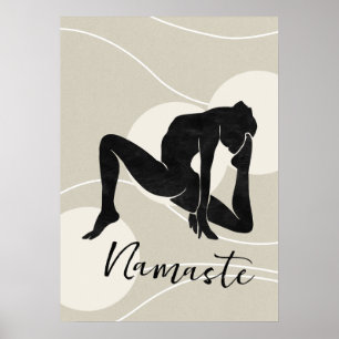 Yoga warrior pose silhouette meditation flow guld poster