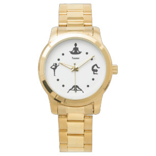 Yoga Watch med Silhouette Positions Add Namn Armbandsur
