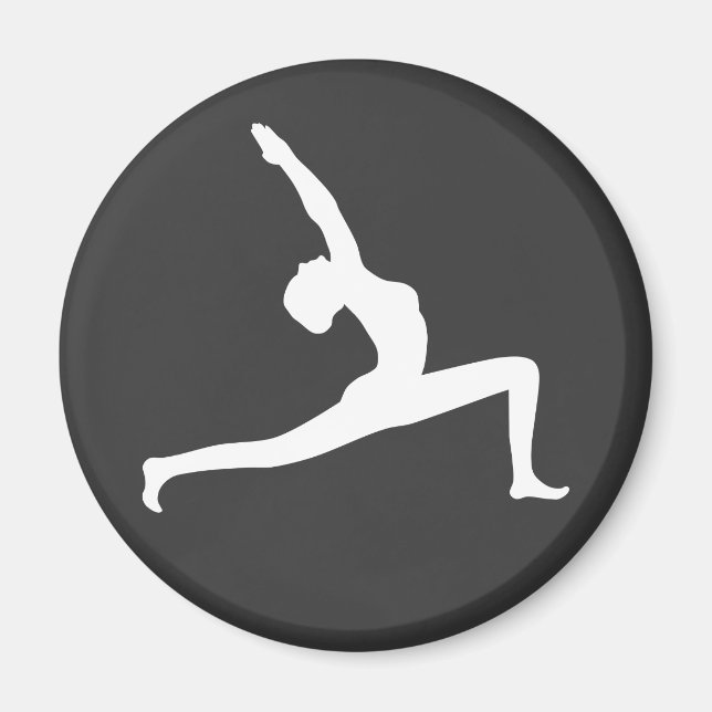 Yoga White Silhouette Woman med runda magneter (Framsidan)