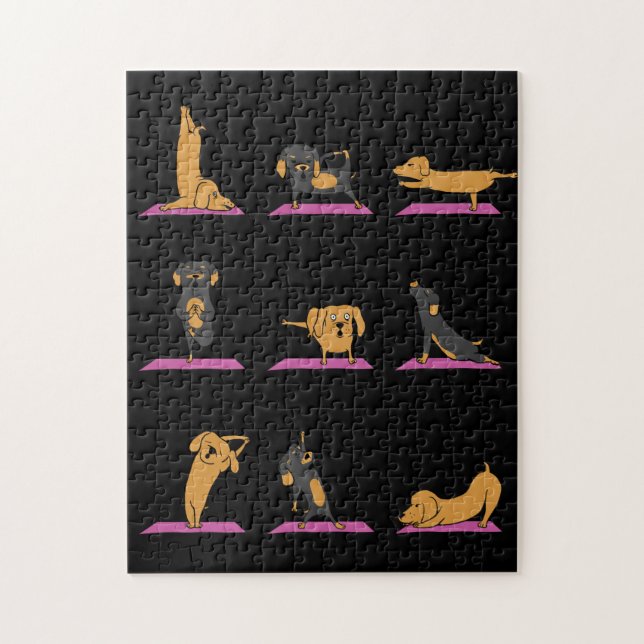 Yoga Wiener Hund Dachshund Funny Jig Saw Puzzle Pussel (Vertikal)