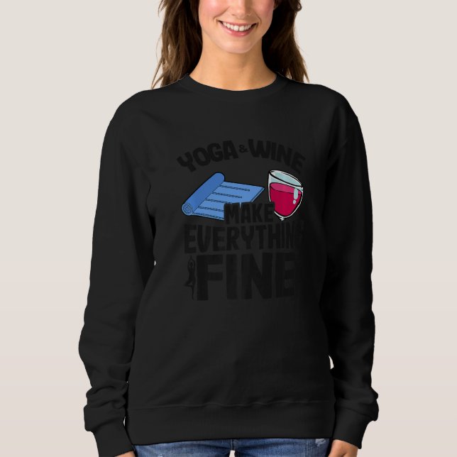Yoga & Wine Make Everything Fine Women  Yoga T Shirt (Framsida)