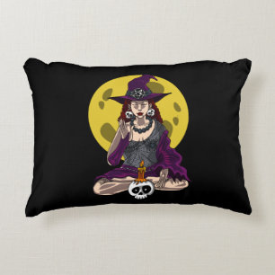 Yoga Witch Zen Meditation Namaste Halloween Prydnadskudde