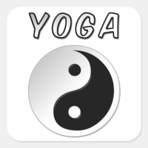 Yoga with Yin Yang Symbol Fyrkantigt Klistermärke