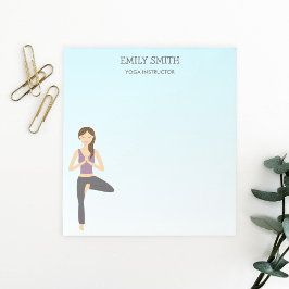 Yoga Woman i Träd Pose- och Yoga-instruktionstext Anteckningsblock