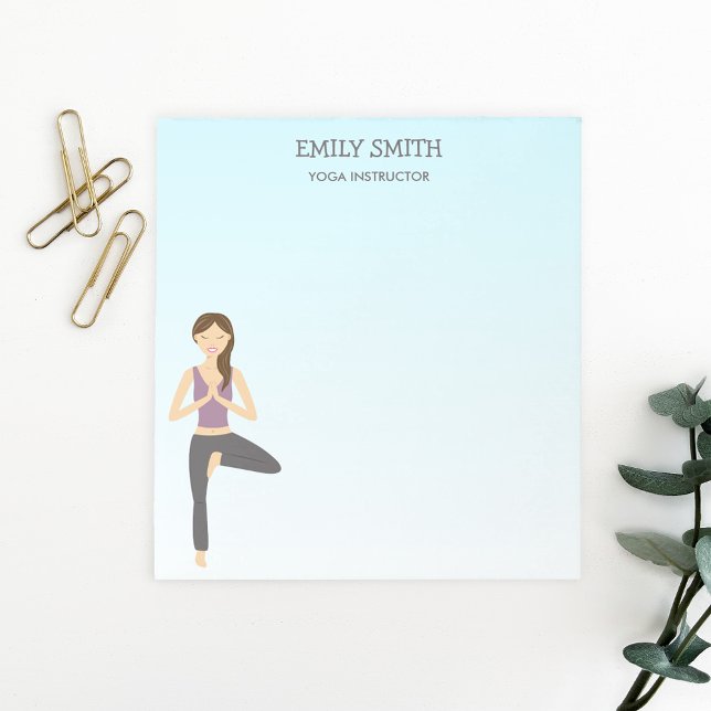Yoga Woman i Träd Pose- och Yoga-instruktionstext Anteckningsblock (Skapare uppladdad)