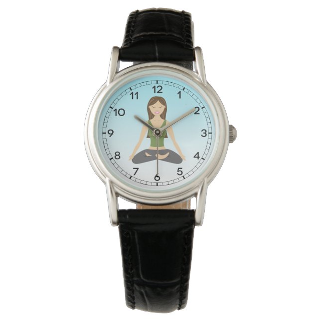Yoga Woman in Lotus Pose Armbandsur (Framsida)