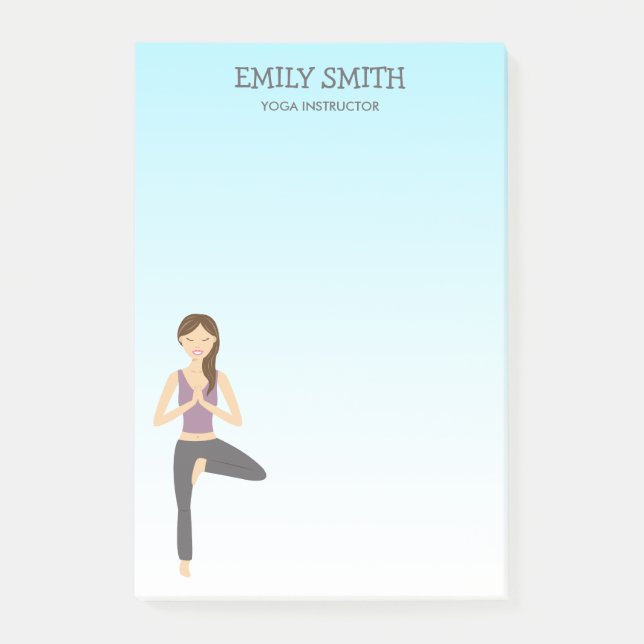 Yoga Woman in Träd Pose Yoga Instructor Post-it Block (Framsida)