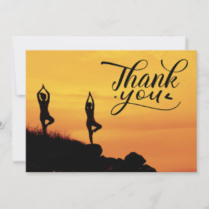 Yoga Women on Sunset Background Tack Kort