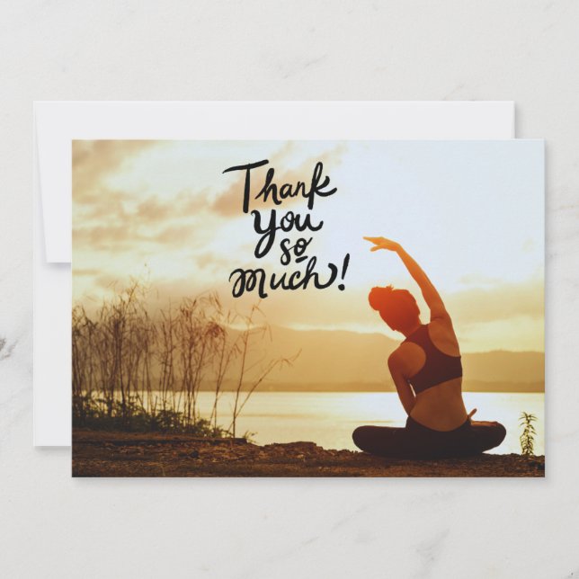 Yoga Women on Sunset Background - tackkort Tack Kort (Framsida)