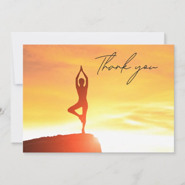 Yoga Women on Sunset Background - tackkort Tack Kort (Framsida)