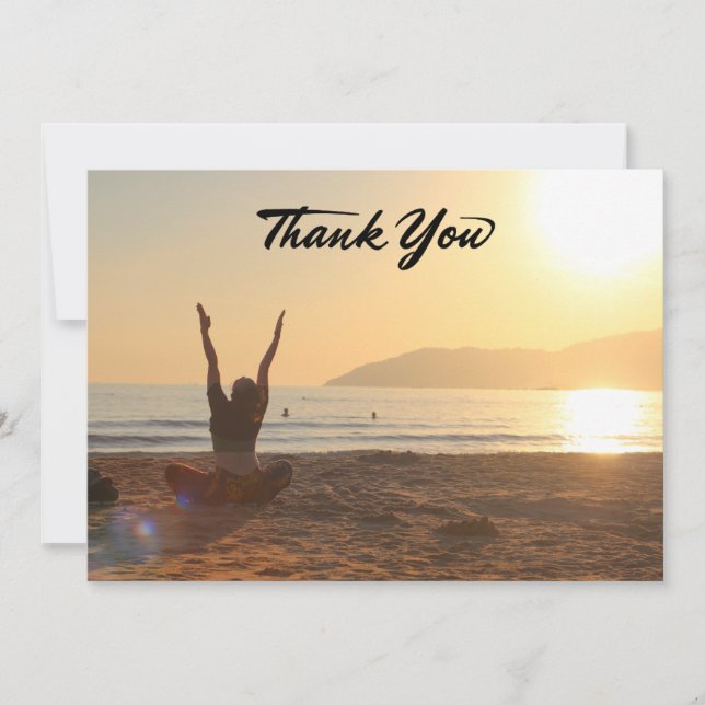 Yoga Women on Sunset Background - tackkort Tack Kort (Framsida)