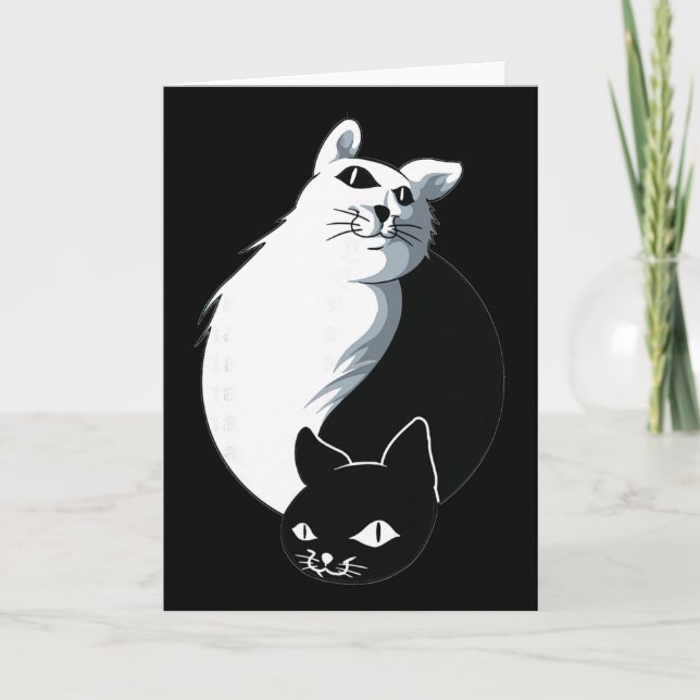 Yoga Ying Yang Katt  Kort (Framsida)